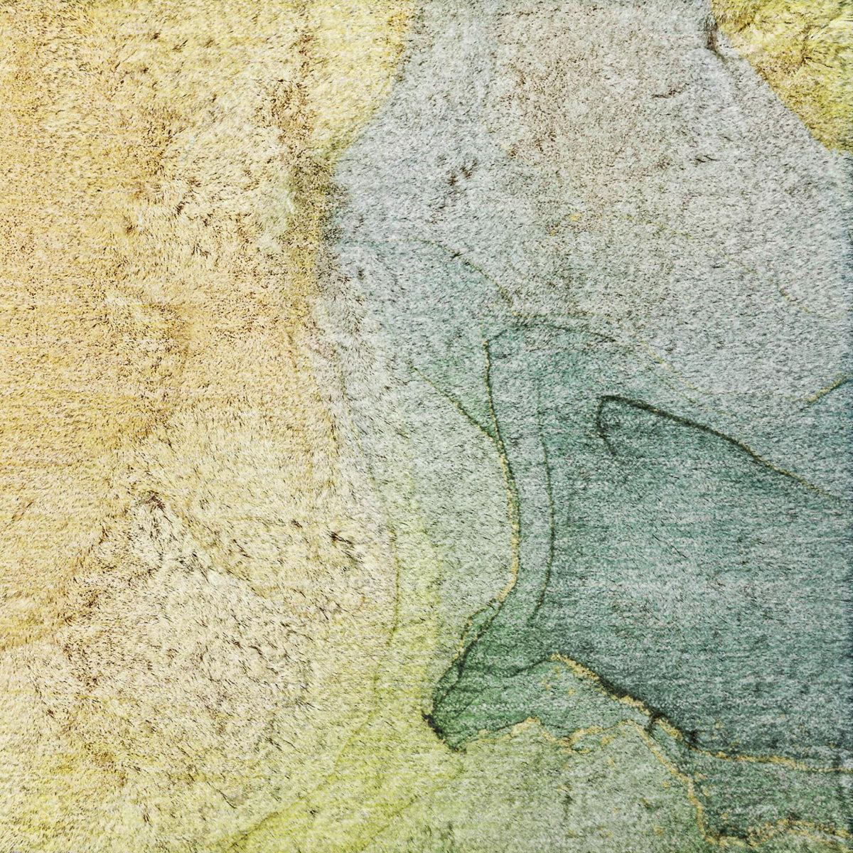 8' X 10' Yellow And Teal Abstract Shag Washable Area Rug With UV Protection - HomeRoots - Flyclothing LLC
