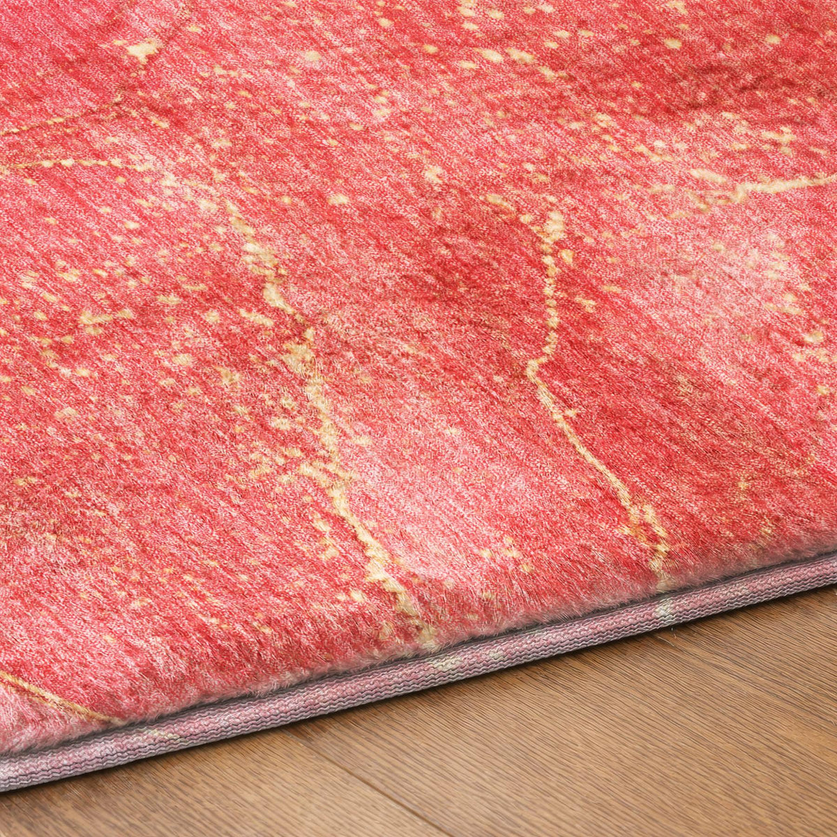 8' Pink And Blush Abstract Shag Washable Round Rug With UV Protection - HomeRoots - Flyclothing LLC