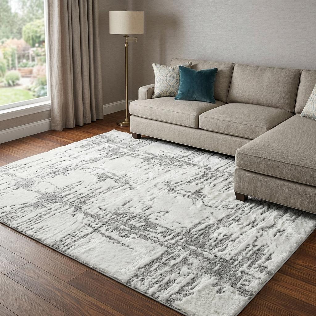 9' X 12' Yellow And Teal Abstract Shag Washable Area Rug With UV Protection - HomeRoots - Flyclothing LLC