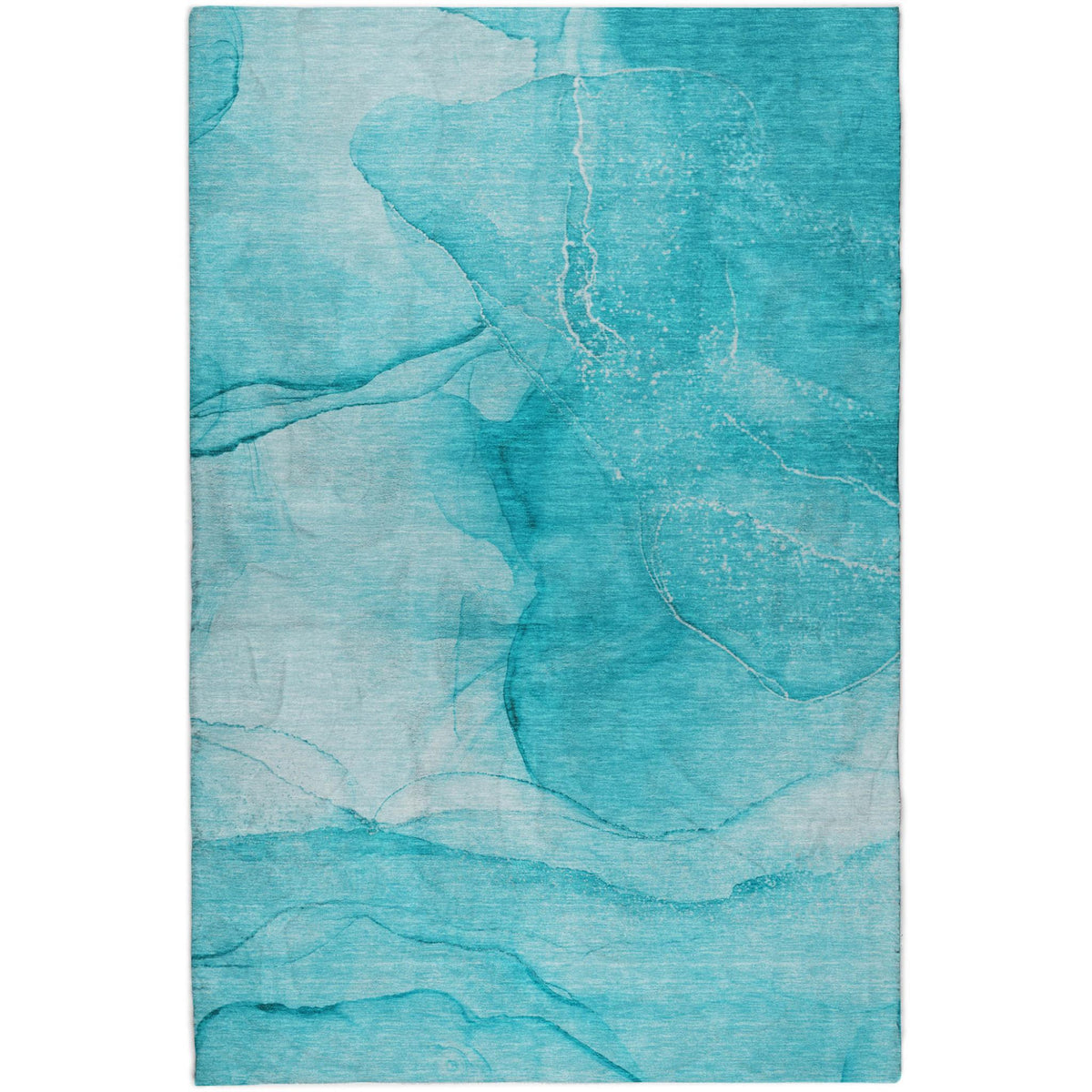 3' X 5' Teal And Ivory Abstract Shag Washable Area Rug With UV Protection - HomeRoots - Flyclothing LLC