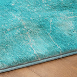 8' Teal And Ivory Abstract Shag Washable Round Rug With UV Protection - HomeRoots - Flyclothing LLC