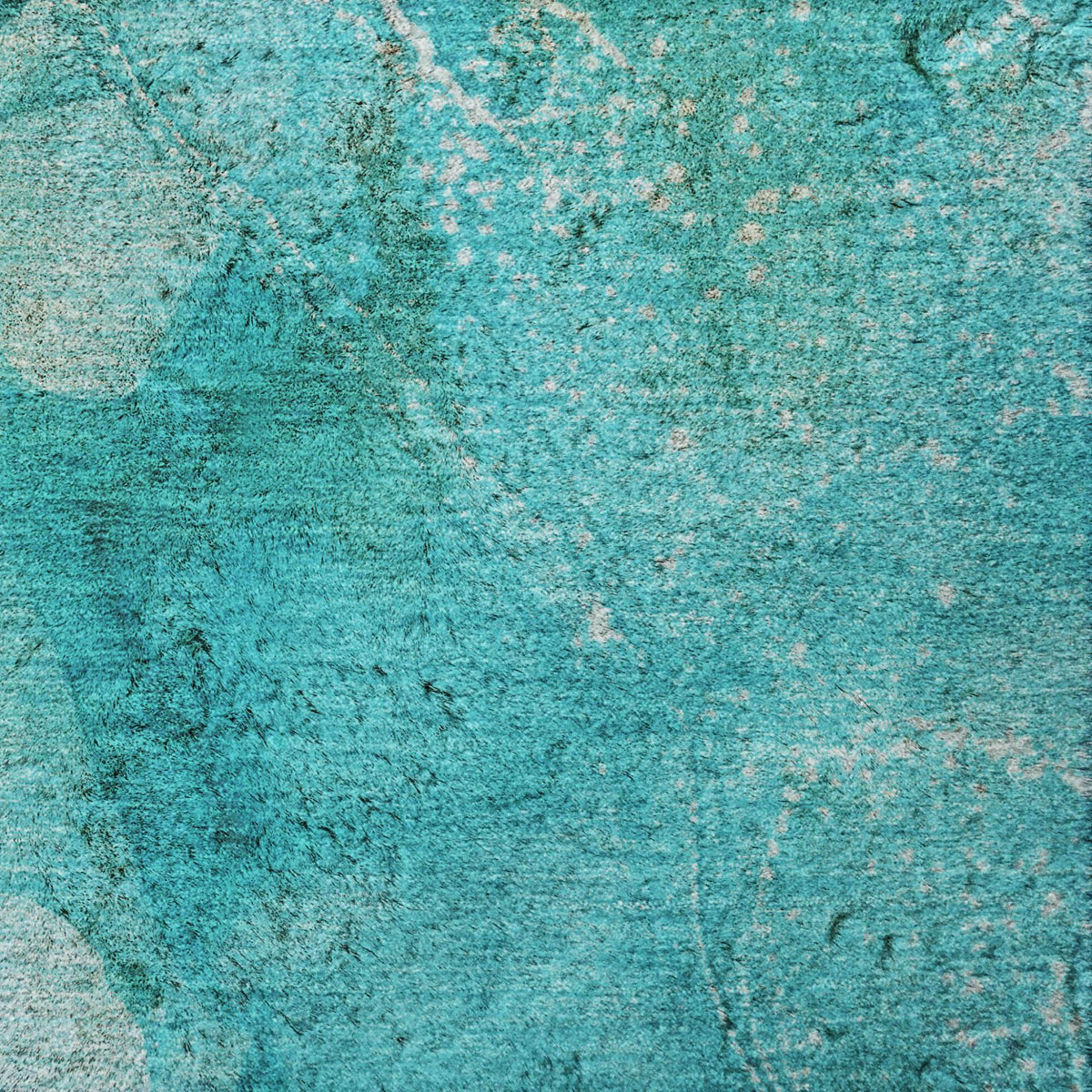 8' Teal And Ivory Abstract Shag Washable Round Rug With UV Protection - HomeRoots - Flyclothing LLC