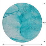 8' Teal And Ivory Abstract Shag Washable Round Rug With UV Protection - HomeRoots - Flyclothing LLC
