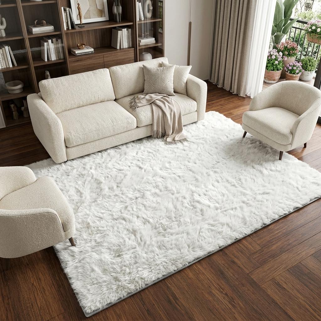 8' X 10' Teal And Ivory Abstract Shag Washable Area Rug With UV Protection - HomeRoots - Flyclothing LLC