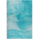 8' X 10' Teal And Ivory Abstract Shag Washable Area Rug With UV Protection - HomeRoots - Flyclothing LLC