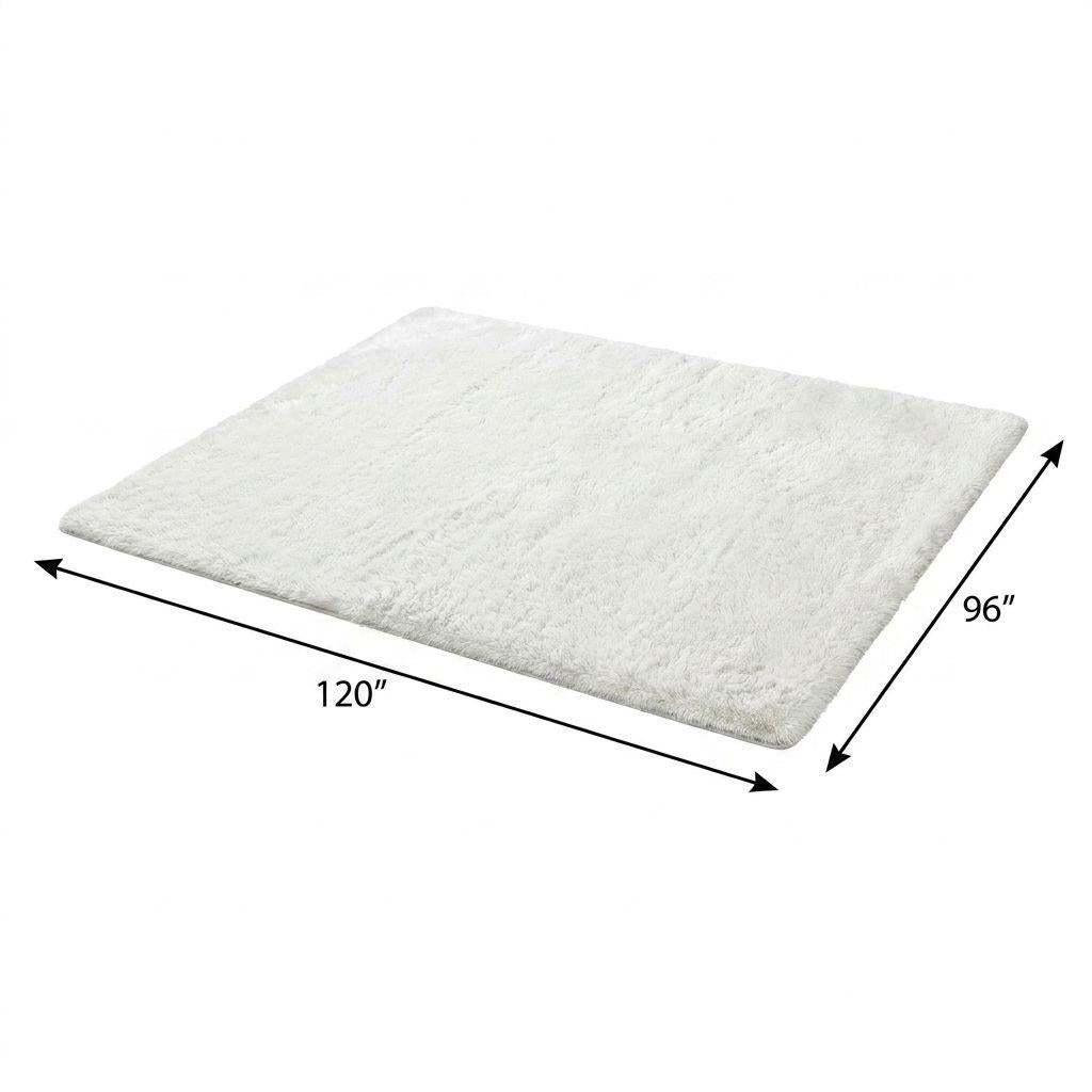 8' X 10' Teal And Ivory Abstract Shag Washable Area Rug With UV Protection - HomeRoots - Flyclothing LLC