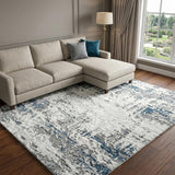 10' X 14' Teal And Ivory Abstract Shag Washable Area Rug With UV Protection - HomeRoots - Flyclothing LLC