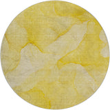 8' Gold And Ivory Abstract Shag Washable Round Rug With UV Protection - HomeRoots - Flyclothing LLC