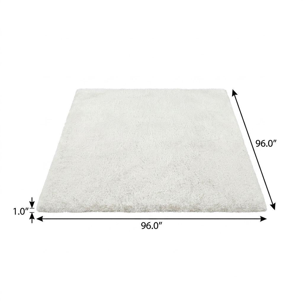 8' Gold And Ivory Abstract Shag Washable Round Rug With UV Protection - HomeRoots - Flyclothing LLC