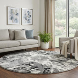 8' Gold And Ivory Abstract Shag Washable Round Rug With UV Protection - HomeRoots - Flyclothing LLC