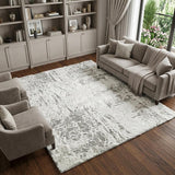 8' X 10' Gold And Ivory Abstract Shag Washable Area Rug With UV Protection - HomeRoots - Flyclothing LLC