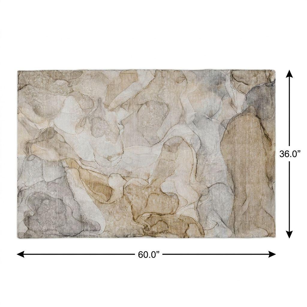 3' X 5' Beige And Taupe Abstract Shag Washable Area Rug With UV Protection - HomeRoots - Flyclothing LLC