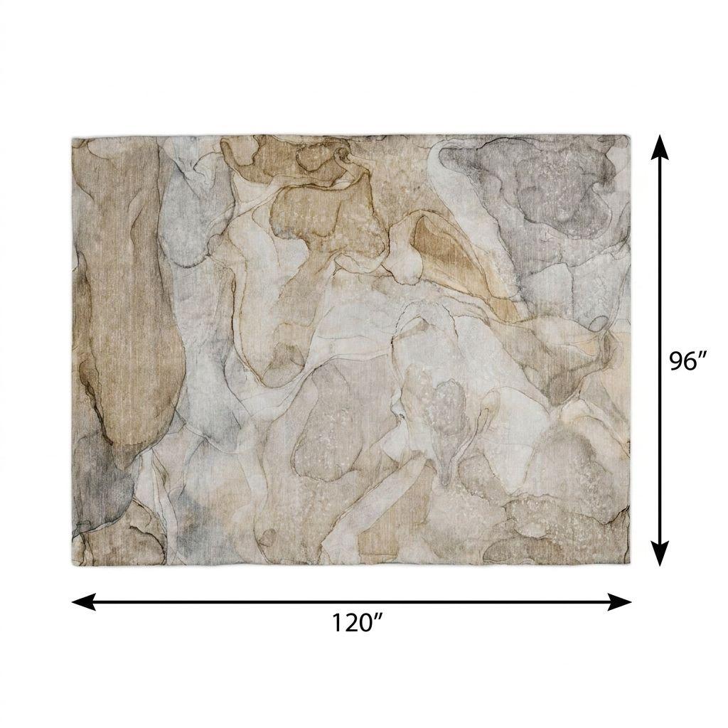 8' X 10' Beige And Taupe Abstract Shag Washable Area Rug With UV Protection - HomeRoots - Flyclothing LLC