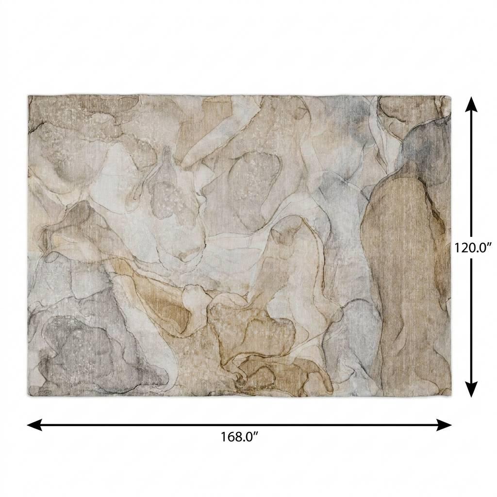 10' X 14' Beige And Taupe Abstract Shag Washable Area Rug With UV Protection - HomeRoots - Flyclothing LLC