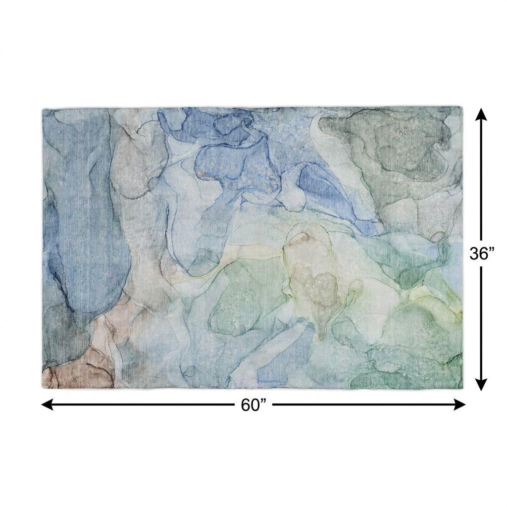 3' X 5' Blue And Teal Abstract Shag Washable Area Rug With UV Protection - HomeRoots - Flyclothing LLC