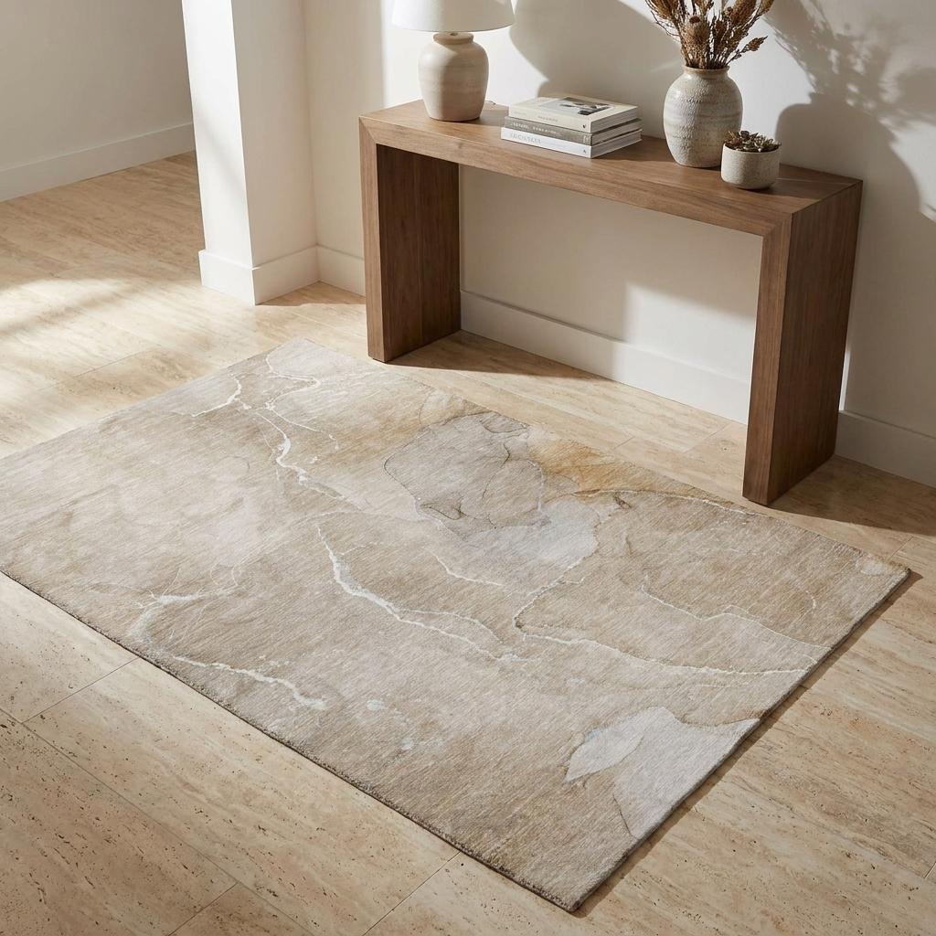 3' X 5' Beige And Taupe Abstract Shag Washable Area Rug With UV Protection - HomeRoots - Flyclothing LLC