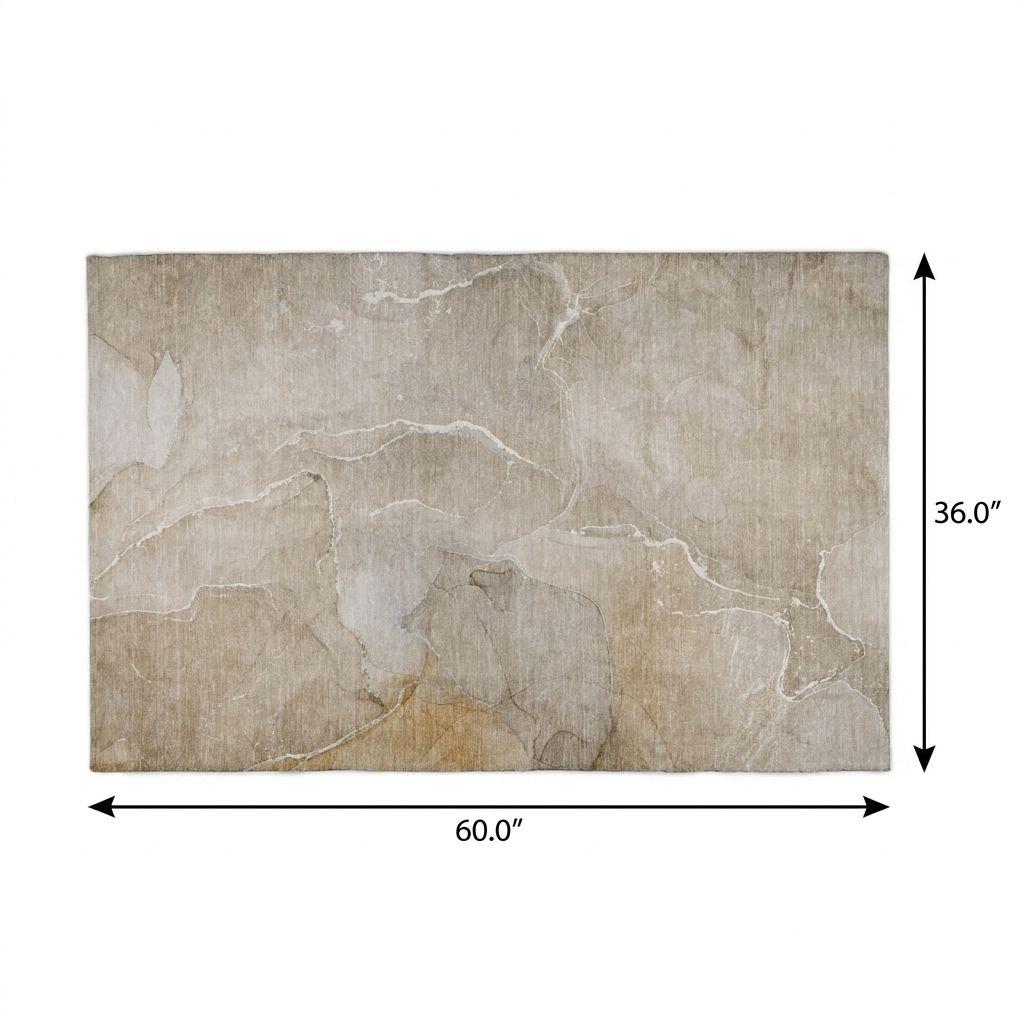 3' X 5' Beige And Taupe Abstract Shag Washable Area Rug With UV Protection - HomeRoots - Flyclothing LLC