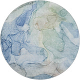 8' Blue And Teal Abstract Shag Washable Round Rug With UV Protection - HomeRoots - Flyclothing LLC