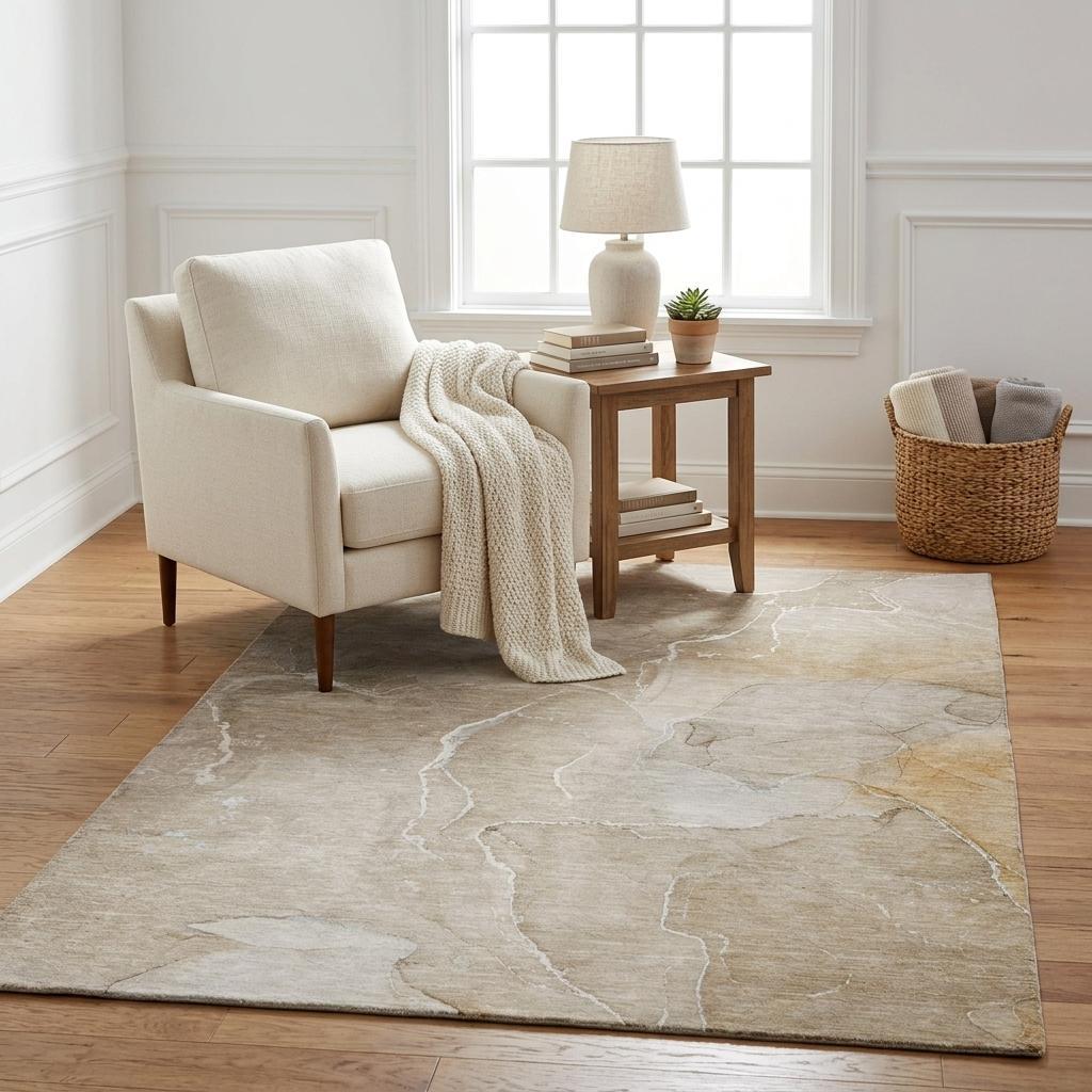 5' X 8' Beige And Taupe Abstract Shag Washable Area Rug With UV Protection - HomeRoots - Flyclothing LLC