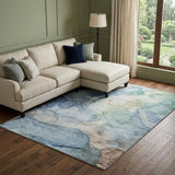 8' X 10' Blue And Teal Abstract Shag Washable Area Rug With UV Protection - HomeRoots - Flyclothing LLC