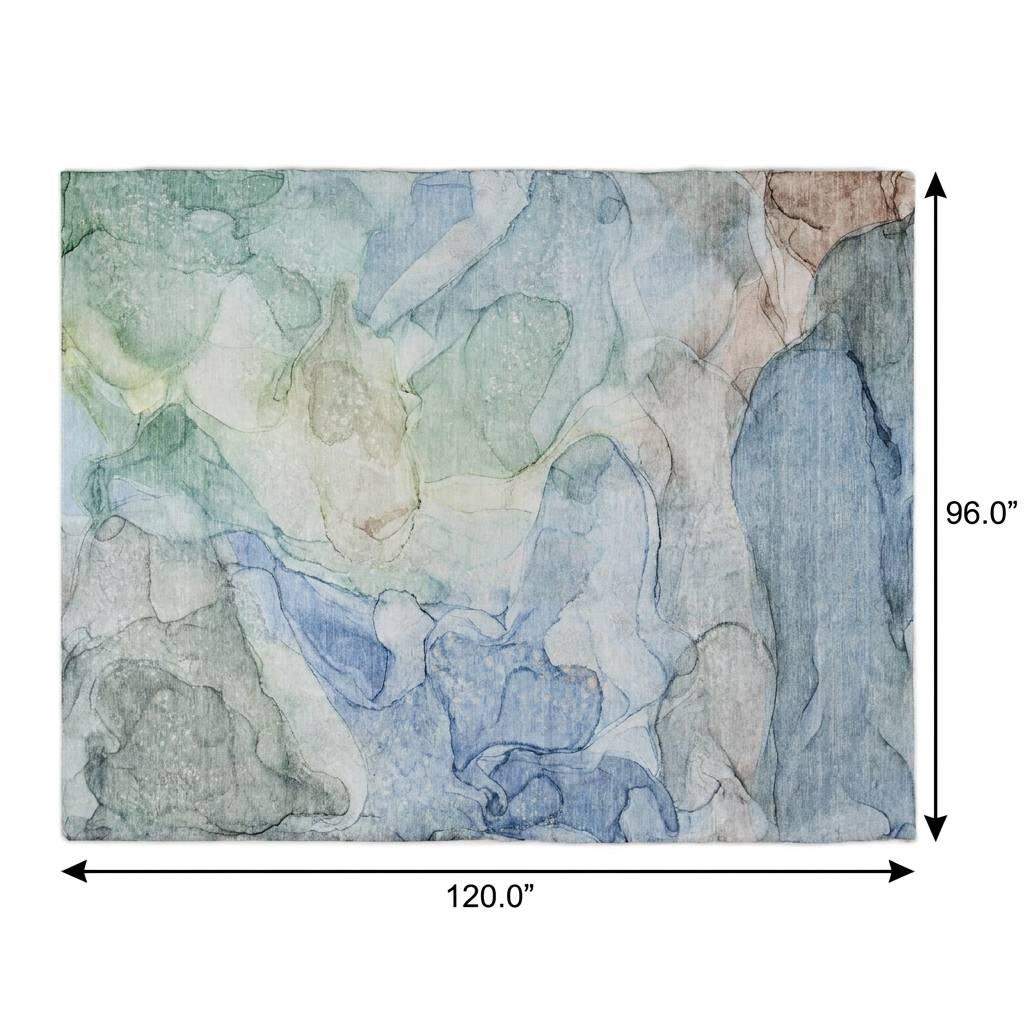 8' X 10' Blue And Teal Abstract Shag Washable Area Rug With UV Protection - HomeRoots - Flyclothing LLC