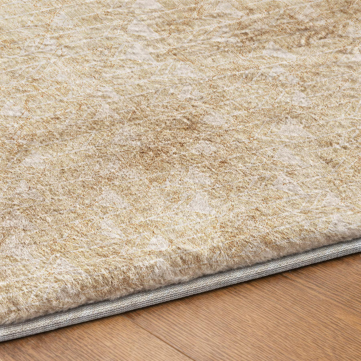 9' X 12' Beige And Taupe Geometric Shag Washable Area Rug With UV Protection - HomeRoots - Flyclothing LLC