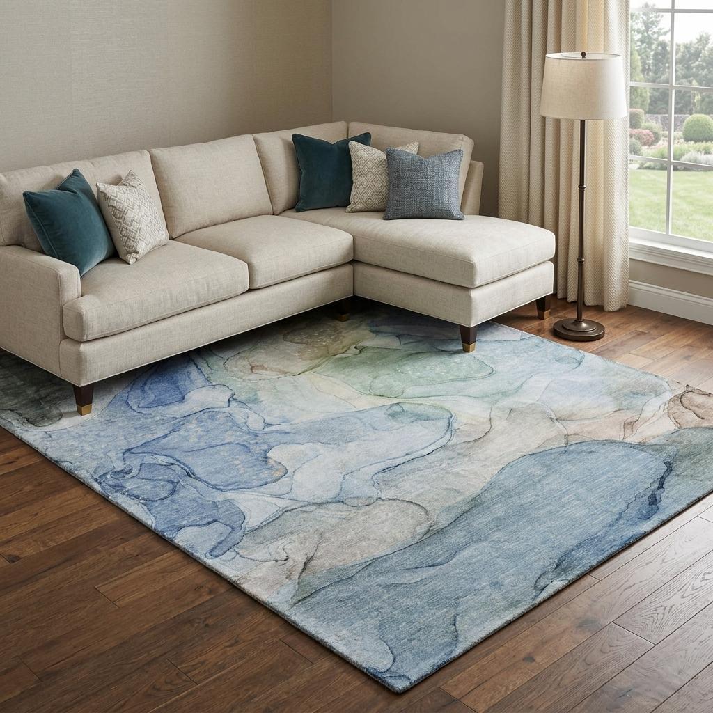 10' X 14' Blue And Teal Abstract Shag Washable Area Rug With UV Protection - HomeRoots - Flyclothing LLC