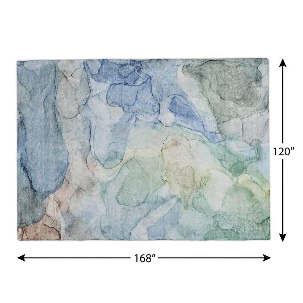 10' X 14' Blue And Teal Abstract Shag Washable Area Rug With UV Protection - HomeRoots - Flyclothing LLC