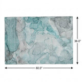 3' X 5' Teal And Gray Abstract Shag Washable Area Rug With UV Protection - HomeRoots - Flyclothing LLC