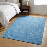 3' X 5' Blue And Denim Blue Geometric Shag Washable Area Rug With UV Protection - HomeRoots - Flyclothing LLC