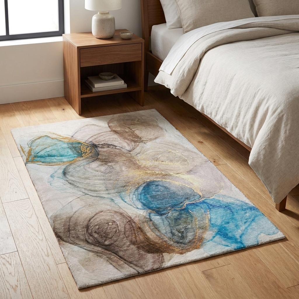 3' X 5' Beige And Brown Abstract Shag Washable Area Rug With UV Protection - HomeRoots - Flyclothing LLC
