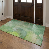 3' X 5' Green And Teal Abstract Shag Washable Area Rug With UV Protection - HomeRoots - Flyclothing LLC