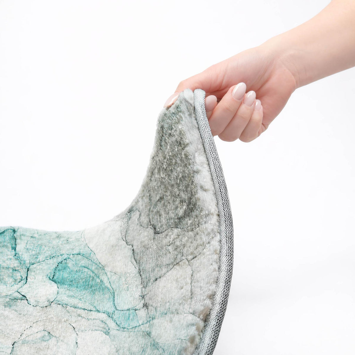 8' Teal And Gray Abstract Shag Washable Round Rug With UV Protection - HomeRoots - Flyclothing LLC