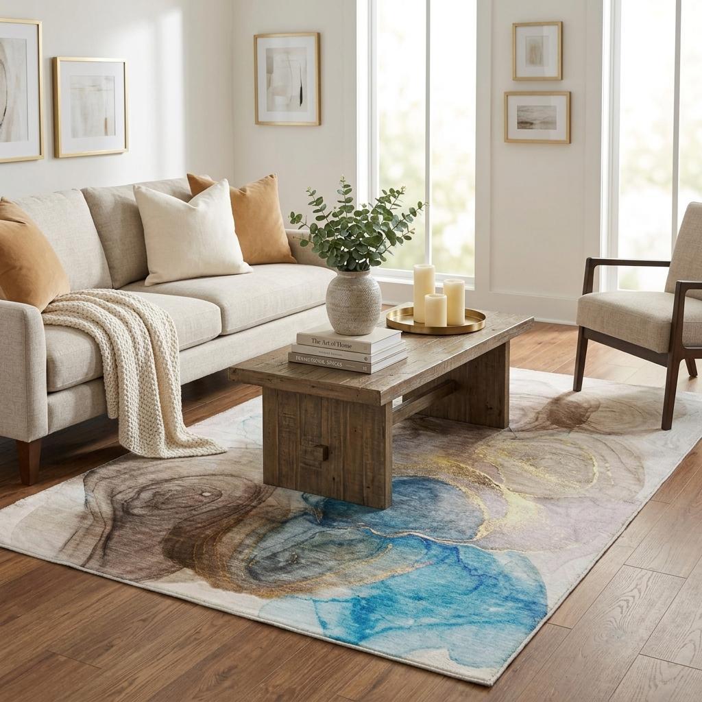 5' X 8' Beige And Brown Abstract Shag Washable Area Rug With UV Protection - HomeRoots - Flyclothing LLC