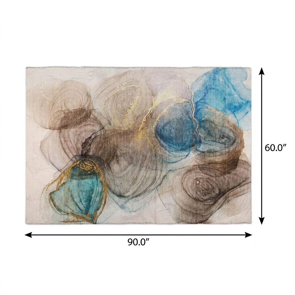 5' X 8' Beige And Brown Abstract Shag Washable Area Rug With UV Protection - HomeRoots - Flyclothing LLC