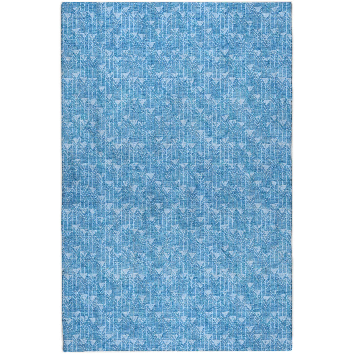 8' X 10' Blue And Denim Blue Geometric Shag Washable Area Rug With UV Protection - HomeRoots - Flyclothing LLC