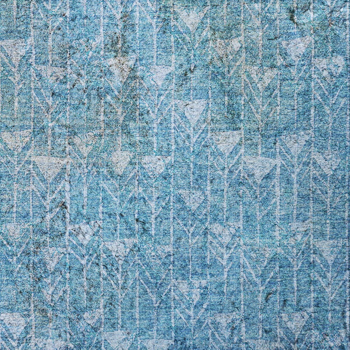 8' X 10' Blue And Denim Blue Geometric Shag Washable Area Rug With UV Protection - HomeRoots - Flyclothing LLC