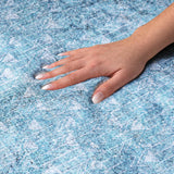 8' X 10' Blue And Denim Blue Geometric Shag Washable Area Rug With UV Protection - HomeRoots - Flyclothing LLC