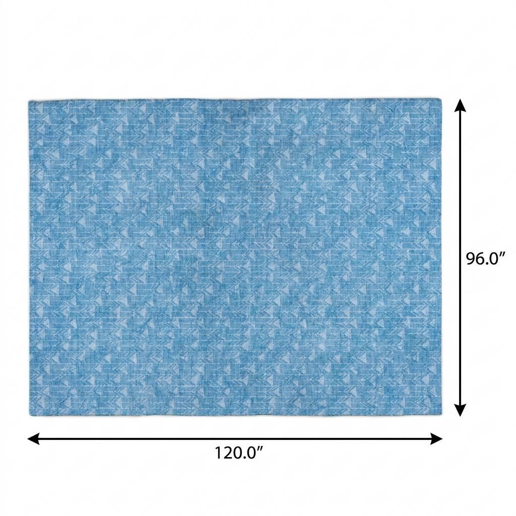 8' X 10' Blue And Denim Blue Geometric Shag Washable Area Rug With UV Protection - HomeRoots - Flyclothing LLC