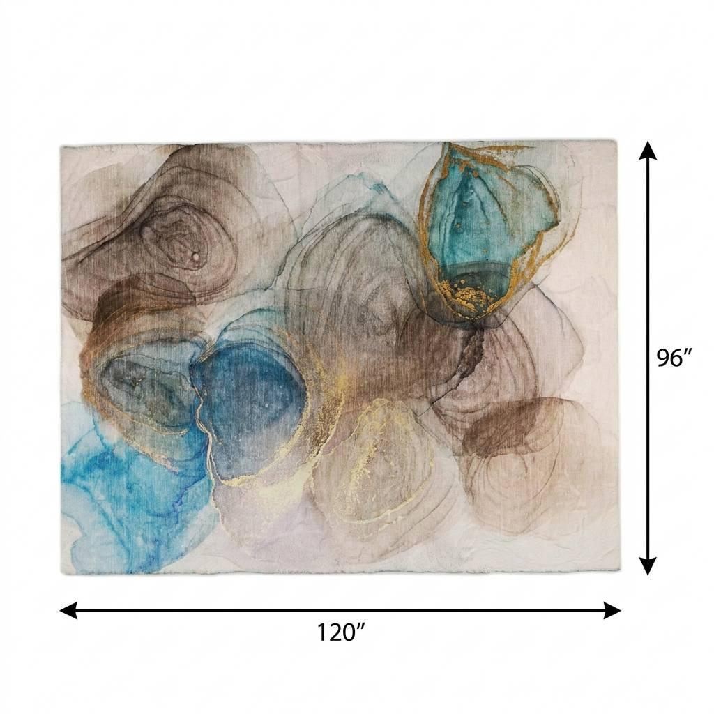 8' X 10' Beige And Brown Abstract Shag Washable Area Rug With UV Protection - HomeRoots - Flyclothing LLC