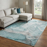 10' X 14' Teal And Gray Abstract Shag Washable Area Rug With UV Protection - HomeRoots - Flyclothing LLC