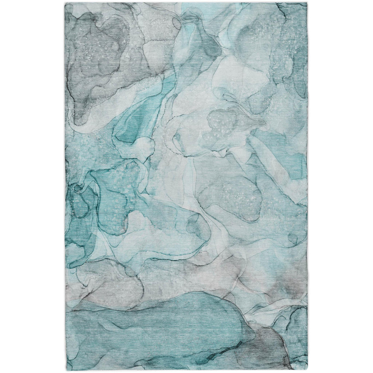 10' X 14' Teal And Gray Abstract Shag Washable Area Rug With UV Protection - HomeRoots - Flyclothing LLC
