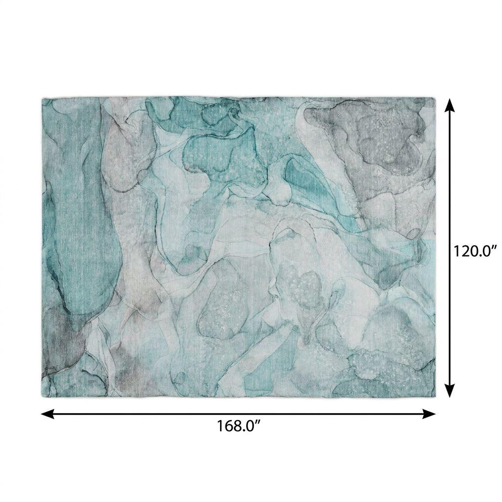10' X 14' Teal And Gray Abstract Shag Washable Area Rug With UV Protection - HomeRoots - Flyclothing LLC