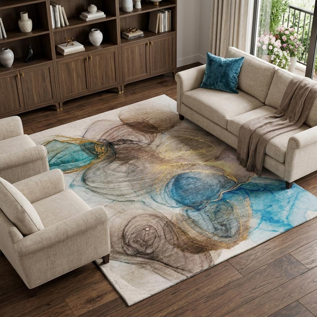 9' X 12' Beige And Brown Abstract Shag Washable Area Rug With UV Protection - HomeRoots - Flyclothing LLC