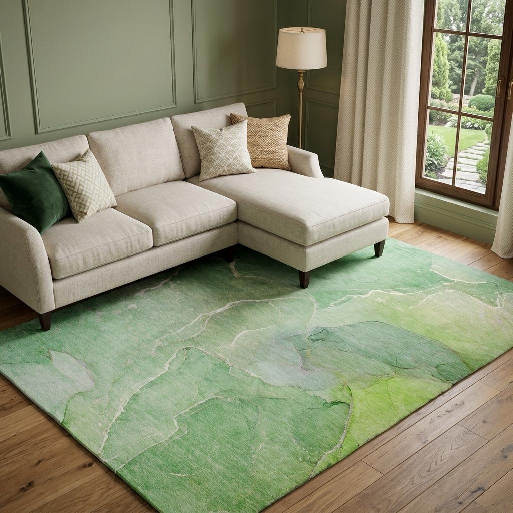10' X 14' Green And Teal Abstract Shag Washable Area Rug With UV Protection - HomeRoots - Flyclothing LLC