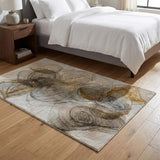 3' X 5' Brown And Ivory Abstract Shag Washable Area Rug With UV Protection - HomeRoots - Flyclothing LLC