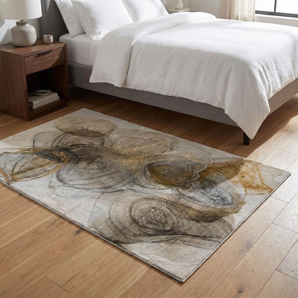 3' X 5' Brown And Ivory Abstract Shag Washable Area Rug With UV Protection - HomeRoots - Flyclothing LLC