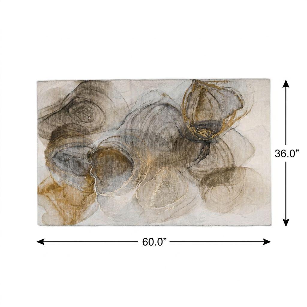 3' X 5' Brown And Ivory Abstract Shag Washable Area Rug With UV Protection - HomeRoots - Flyclothing LLC