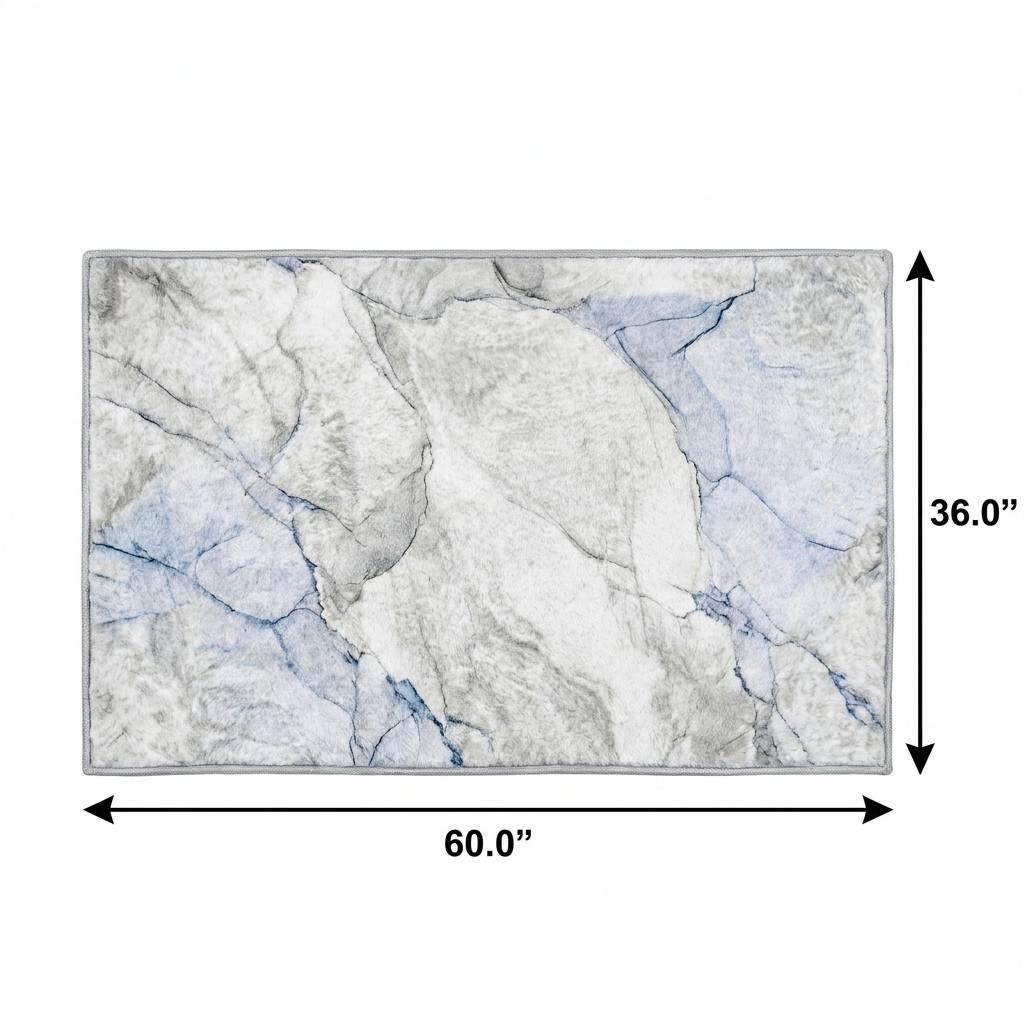 3' X 5' Blue And Denim Blue Abstract Shag Washable Area Rug With UV Protection - HomeRoots - Flyclothing LLC