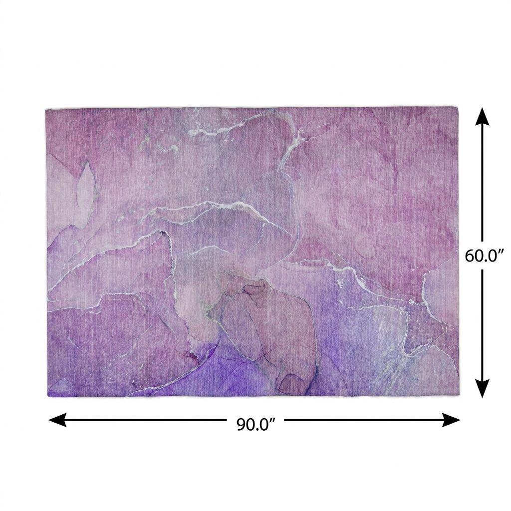 5' X 8' Purple And Lavender Abstract Shag Washable Area Rug With UV Protection - HomeRoots - Flyclothing LLC
